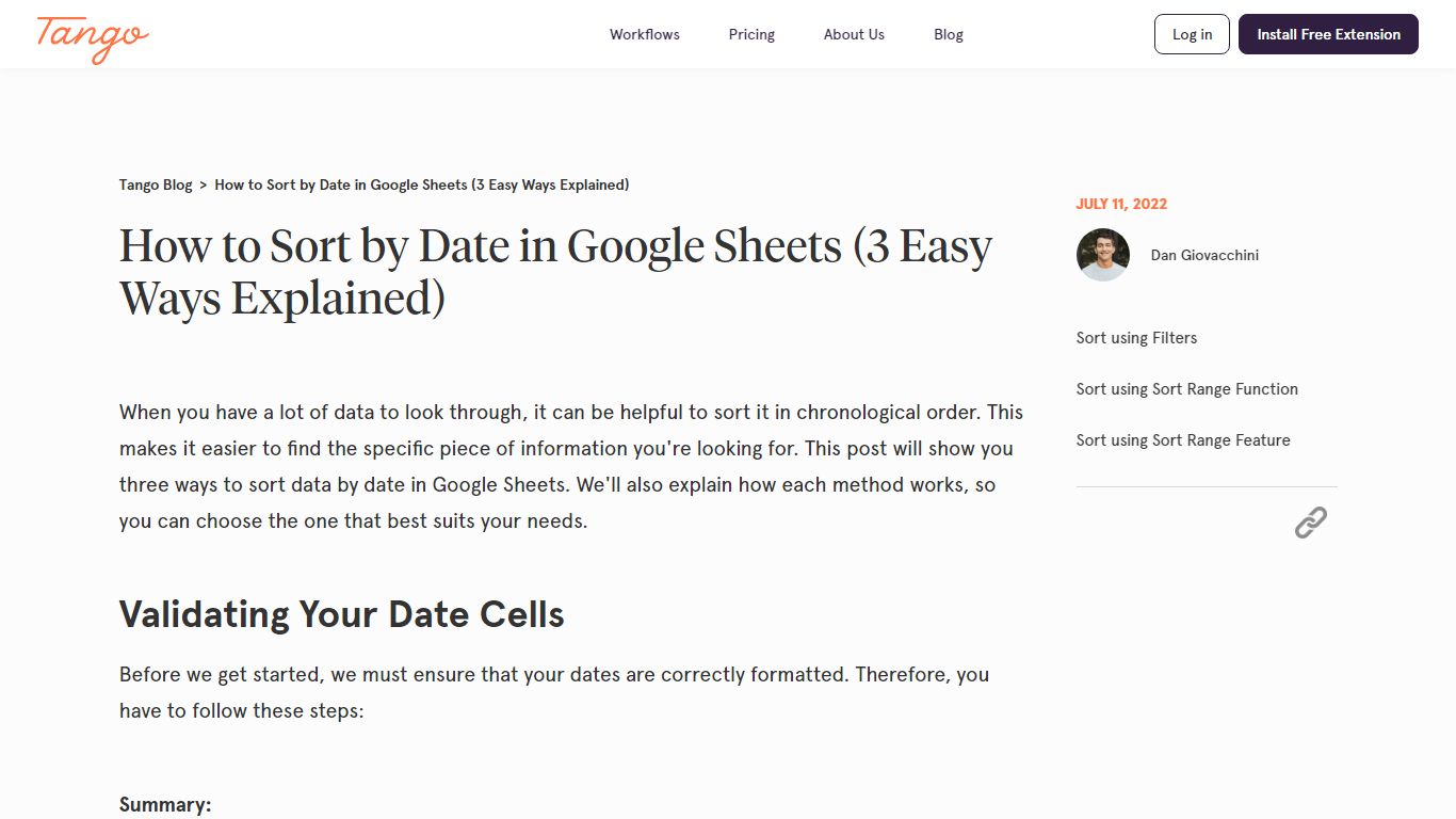 3 Easy Ways to Sort by Date with Google Sheets - Tango - Blog