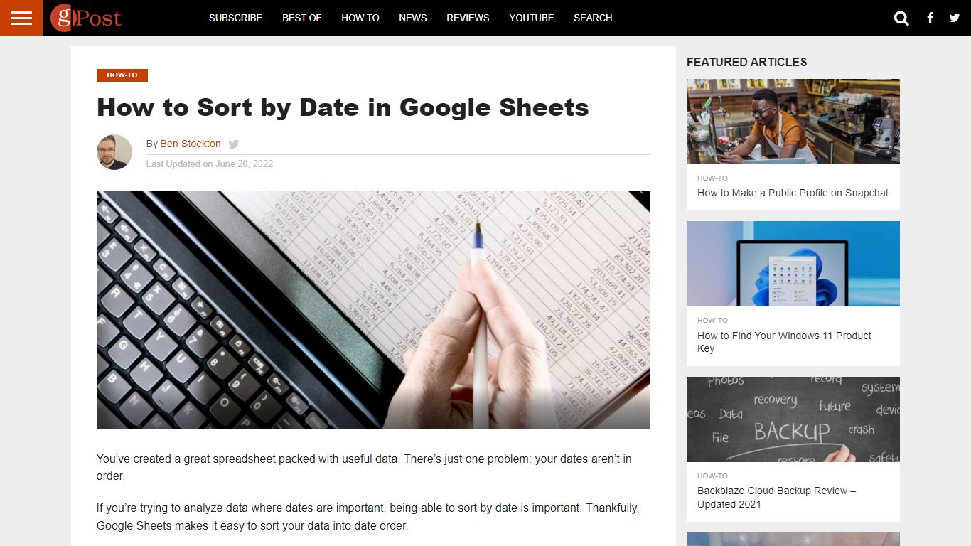 How to Sort by Date in Google Sheets - groovyPost