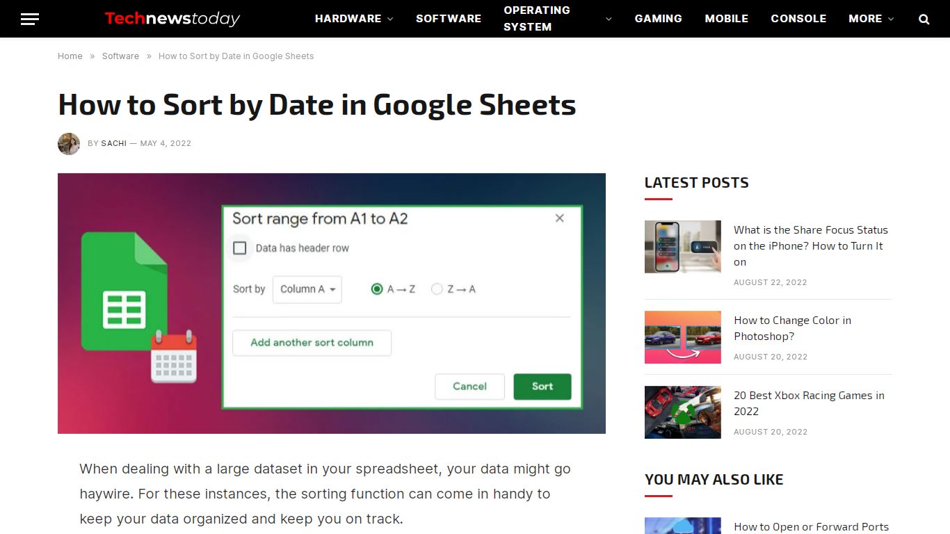 How to Sort by Date in Google Sheets - technewstoday.com